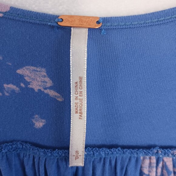 Free People, Small, Fiona, Blue, Long Sleeve, Boho Style, Surplice, Tie Waist - Picture 2 of 16